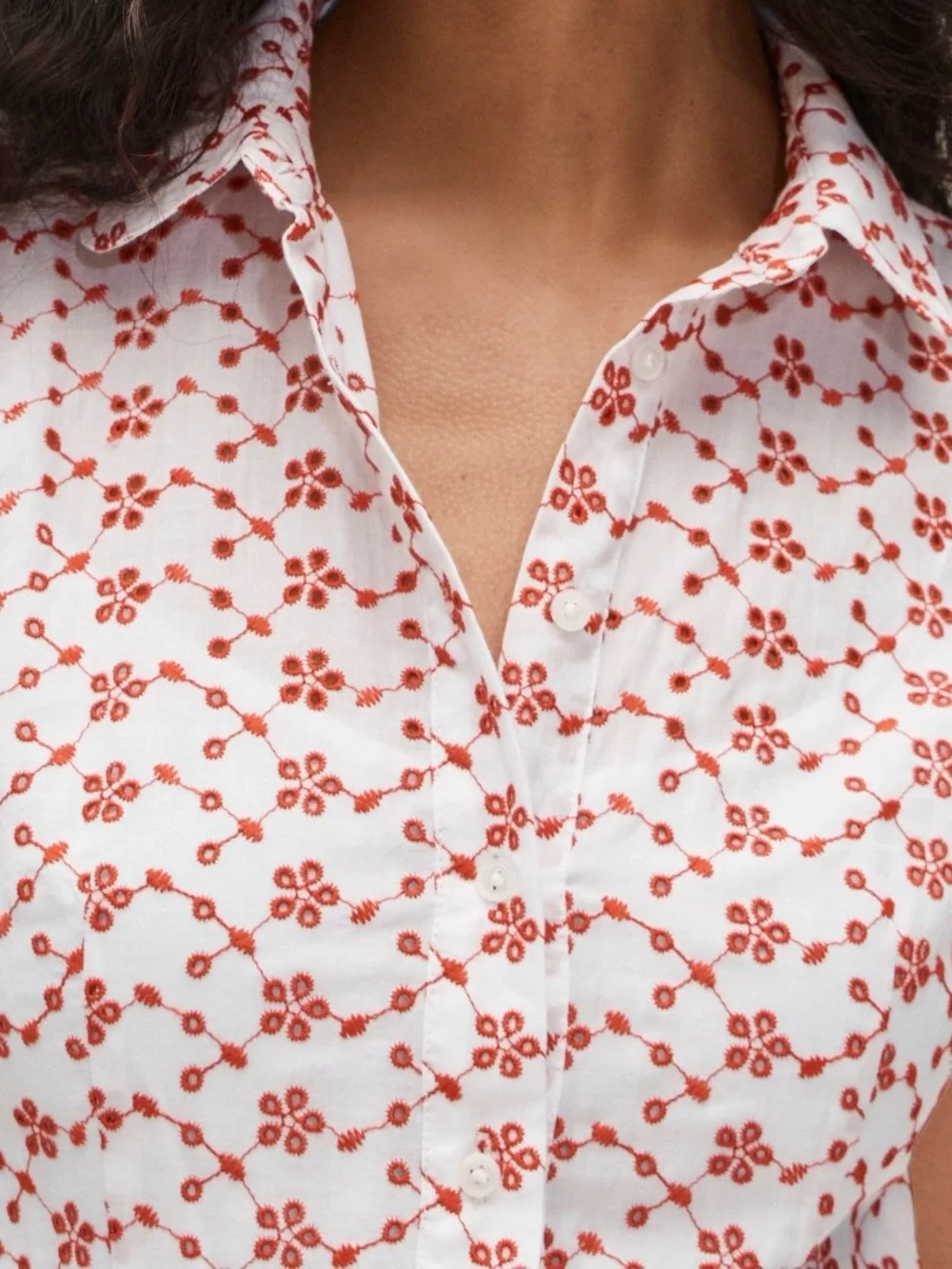 J. Crew Mini Eyelet Shirt Dress Crimson White Cotton Fit Flare Floral Size 12NWT